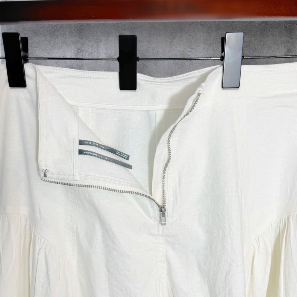 Anthropologie Linen White Extended Waist Gaucho Pants 12 NWT - Picture 10 of 13